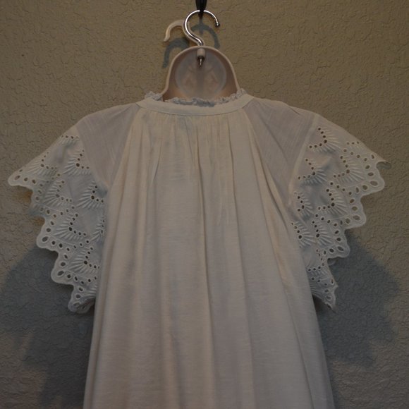 Sz M Who What Wear Cream Eyelet Flutter Sleeve Dress - Picture 11 of 16